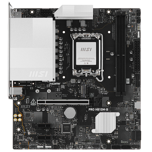 Матплата MSI PRO H810M-B, iH810, S1851, mATX, 4DDR-5, 1хPCI-Ex16, 2SATA, 1xM.2, HDMI, VGA, DP, 24USB