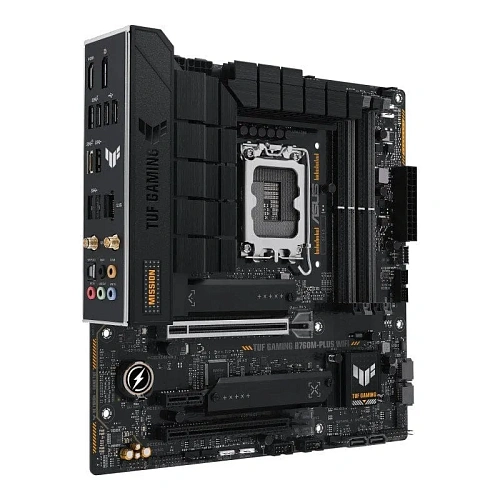 Матплата Asus TUF G B760M-Plus WiFi, iB760, S1700, mATX, 4DDR-5,2xPCI-Ex16,4SATA,2xM.2,HDMI,DP,15USB