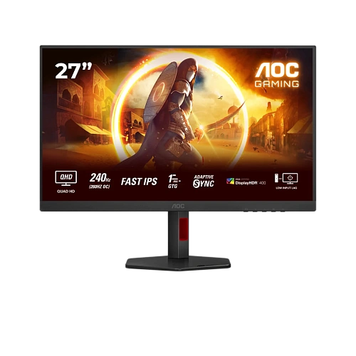 Монитор Игровой 27" AOC Q27G4ZR/01 IPS 2560x1440 240Hz 0.3ms 400cd/m 1000:1 2xHDMI DP 2x2W Черный