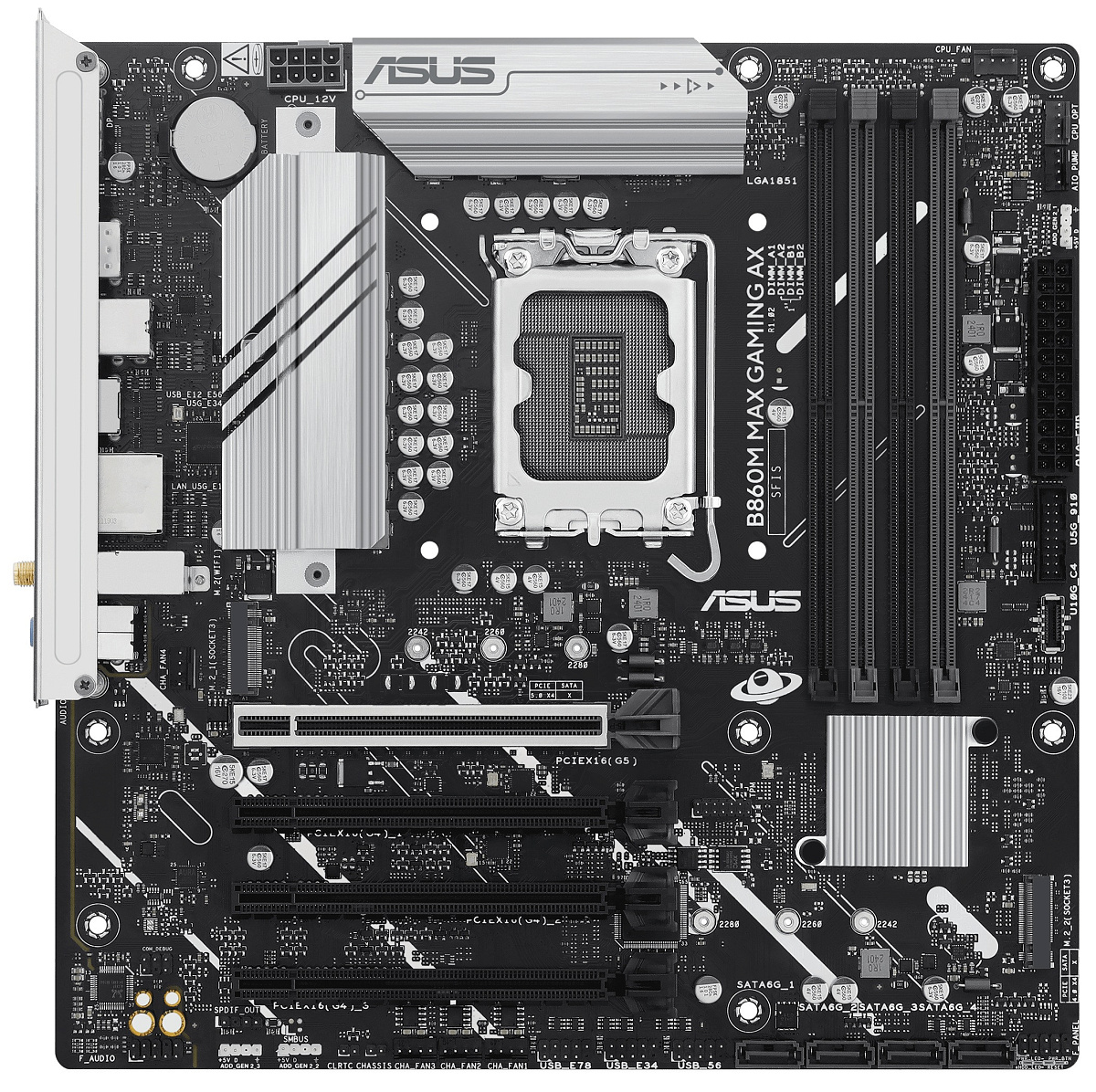 Материнская плата ASUS B860M MAX GAMING AX, LGA1851 B860 4xDDR5 4xSATA 3xM.2 DP USB-C mATX