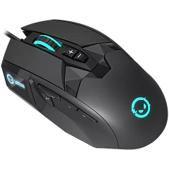 LORGAR Stricter 579, gaming mouse, 9 programmable buttons, Pixart PMW3336 sensor, DPI up to 12 000, 50 million clicks buttons lifespan, 2 switches, built-in display, 1.8m USB soft silicone cable, Matt UV coating with glossy parts and RGB lights with 4 LED