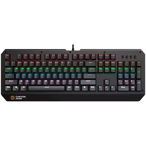 CANYON Hazard GK-6, Wired multimedia gaming keyboard with lighting effect, 108pcs rainbow LED, Numbers 104keys, RU+EN double injection layout, cable length 1.8M, 450.5*163.7*42mm, 0.90kg, color black