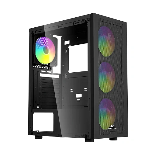 Корпус Wintek Magic L204-B-M TG, Midi Tower, ATX, Black,  2x3.5"/1x2.5", USB, USB3.0